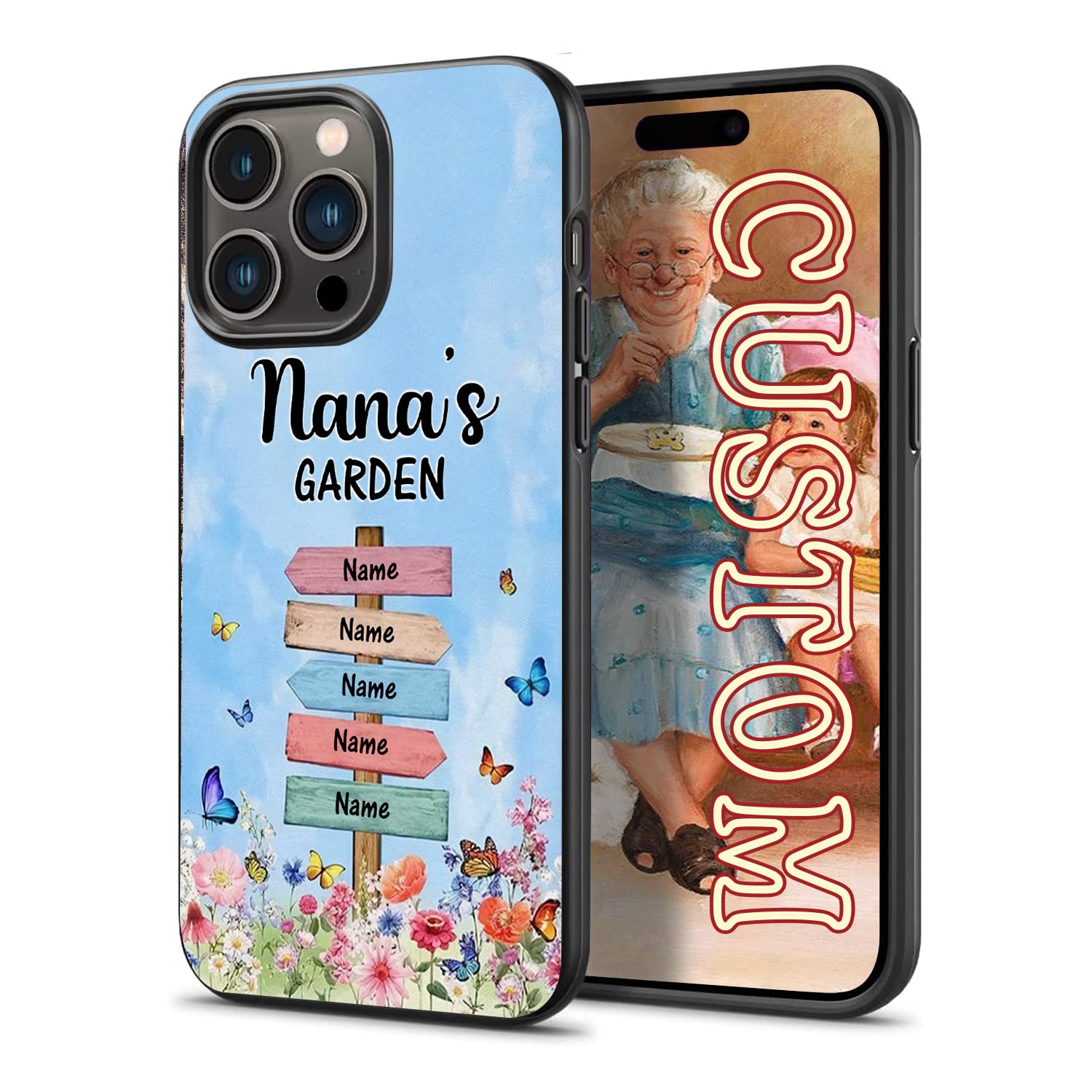 Custom Mom Nana Phone Case Nana's Floral Garden Phone Cases for iPhone 16 15 14 13 12 11 PRO MAX|Galaxy S25 S24 S23 S22 S21 S20|A16 A15 A14 A54 A53