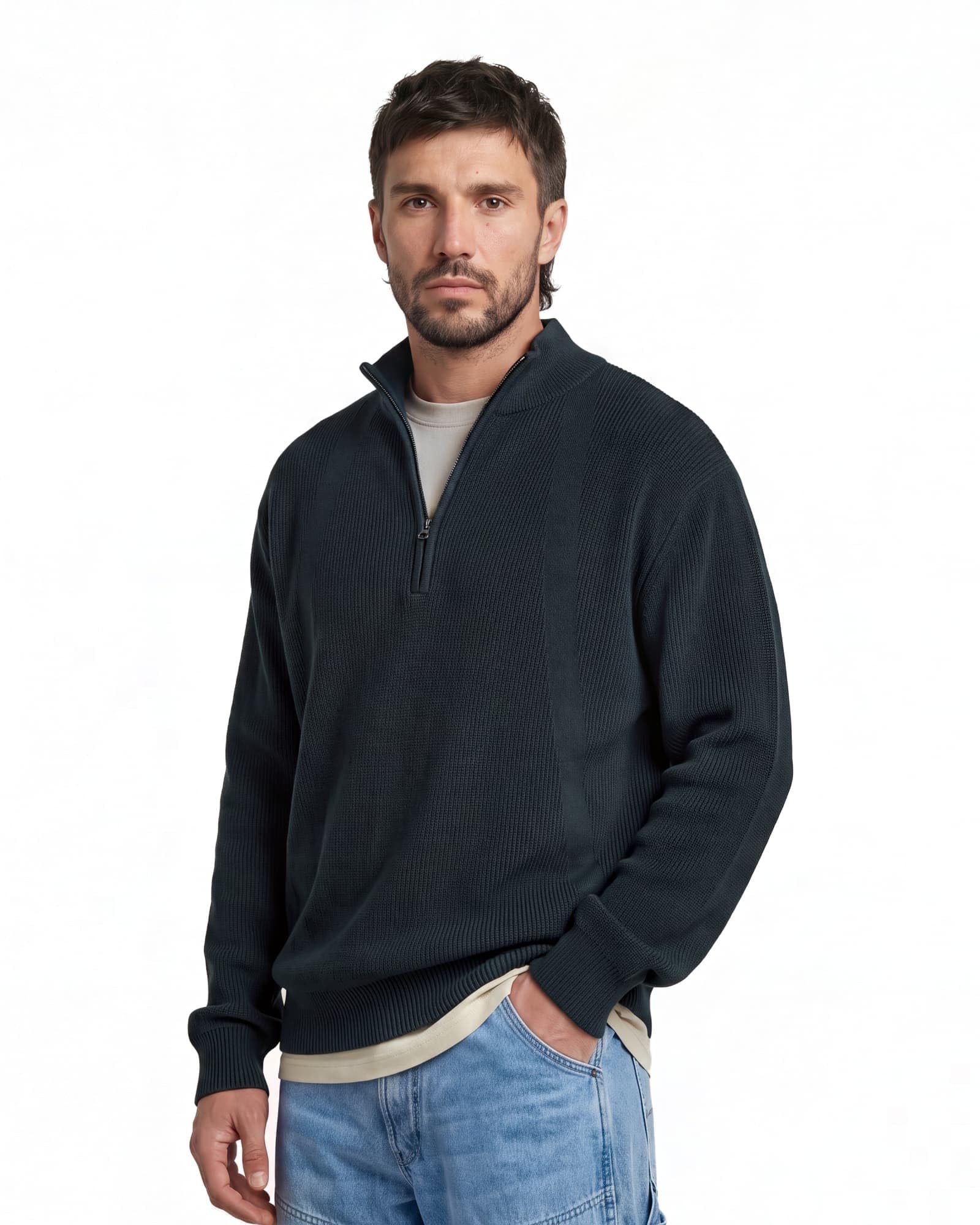 G-Star Herren Structure Half Zip Knit Sweater