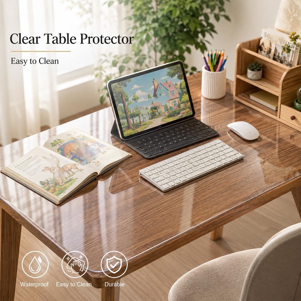 Tapis Protège-Sol Transparent pour Chaise de Bureau