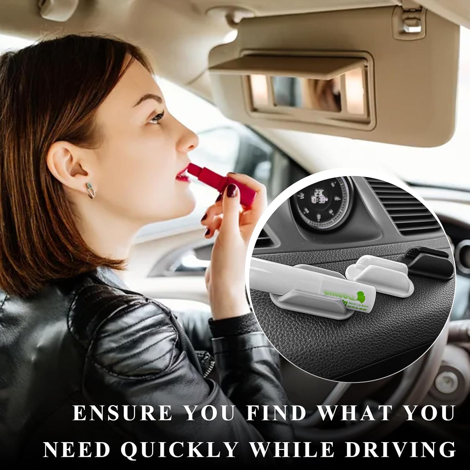 Sun Walker 2 PCS Car Lip Balm Holder, No Melt Silicone Vehicle Essential Lip Balm Holder, Self-Adhesive Dashboard Lipsticks Storage Organizer for Girls Women, Car Accessories (Black) image 5