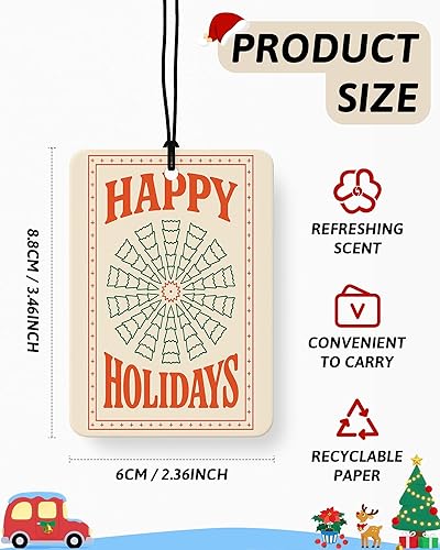 Miniatura 2 de Hohoho - Ambientador de Navidad retro bohemio para automóvil, 4 piezas, luces de árbol de Navidad, ambientador colgante para autos, armario, cajón,