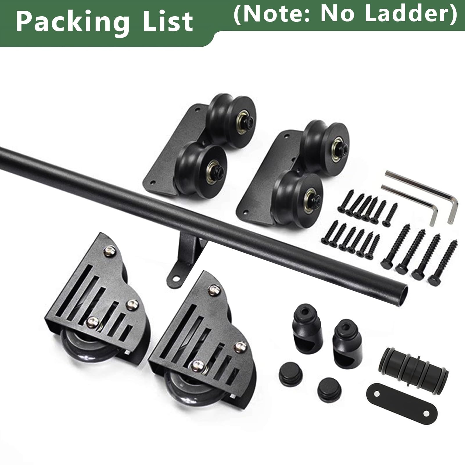 Rollleiter-Bibliotheks-Hardware-Kit, Runde Rohr-Mobilleiterschienen Mit Verschiebbaren Bodenrollenrädern, Leiser, Stärker Und Langlebiger,8ft/244cm Track kit