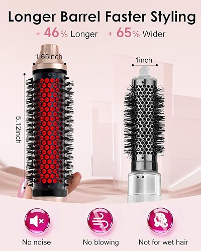 Miniatura 2 de Cepillo térmico infrarrojo, cepillo redondo térmico mejorado de iones negativos 2026 para el cuidado del cabello de mujeres y niñas, barril más
