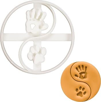 Yin Yang Dog Paw Print and Human Hand cookie cutter, 1 piece - Bakerlogy