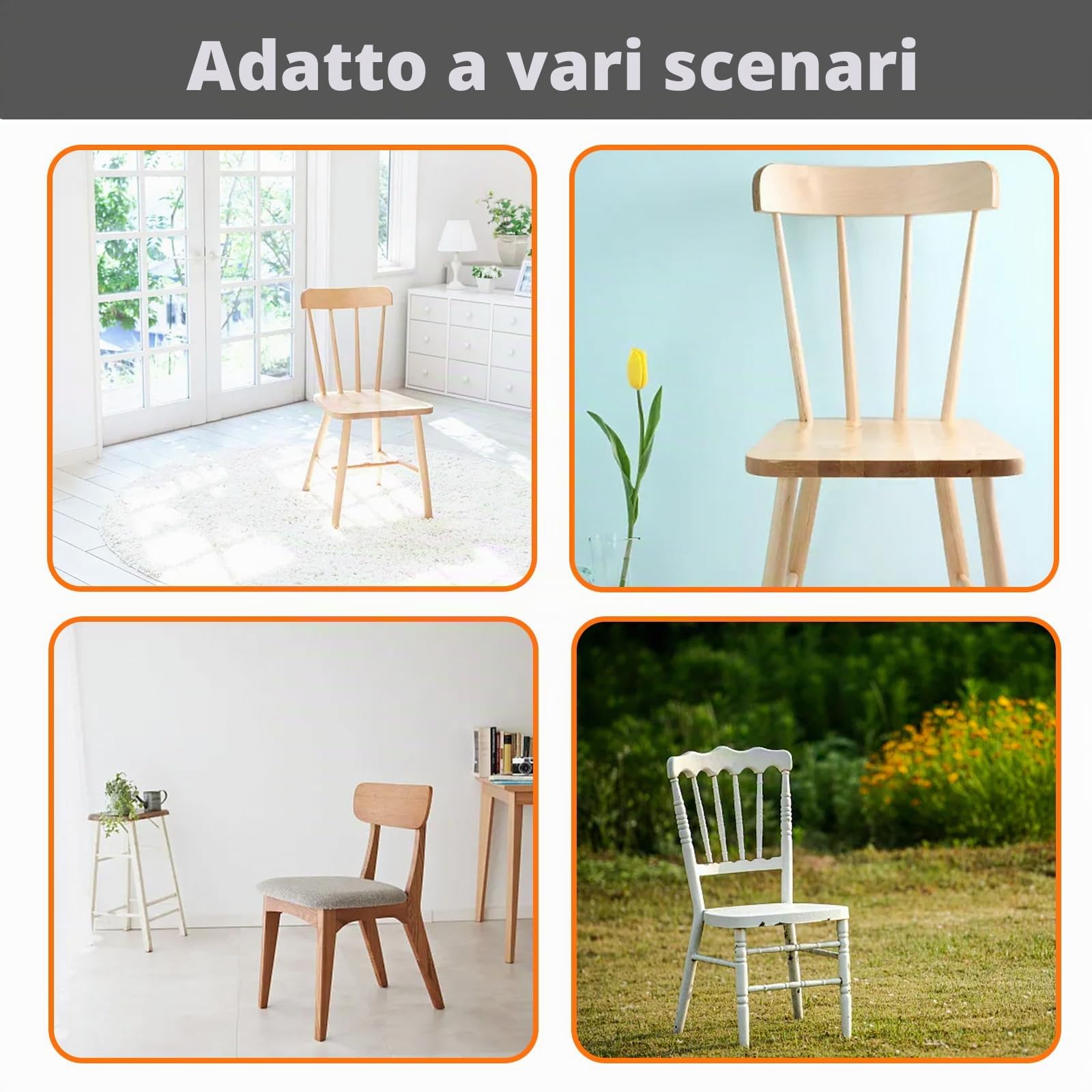 Vegena Coprisedie con Schienale, 8 Pezzi Fodere Coprisedia Elasticizzati, Coprisedie Elasticizzati con Schienale, Coprisedie Elasticizzato da Soggiorno per Casa Décor, Hotel, Festa - Grigio chiaro