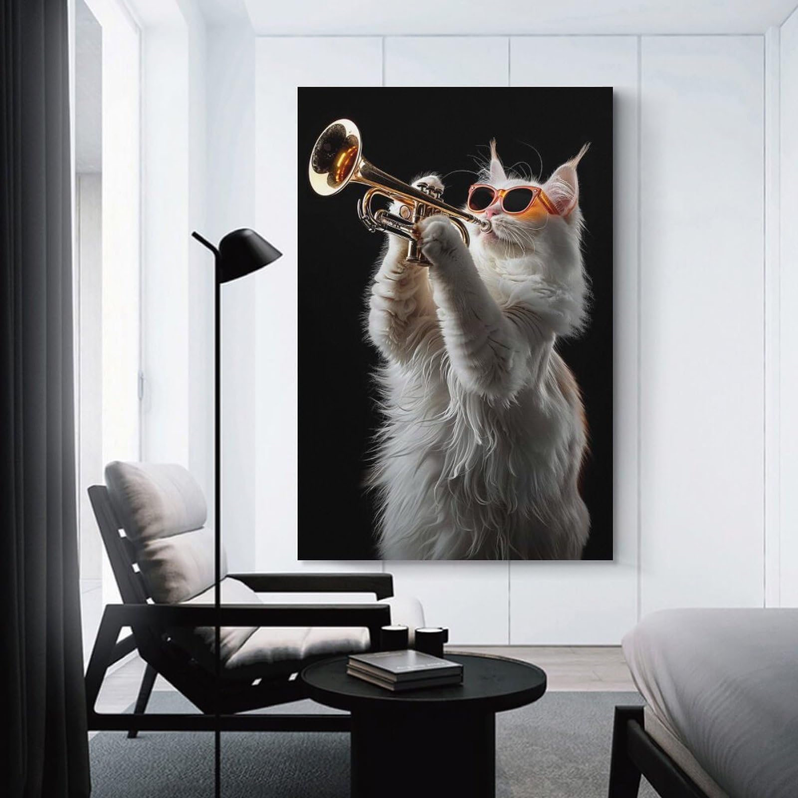 Junmoney Turkish Angora Trumpet Canvas Art Print 24x36inch(60x90cm), for Bedroom Decor, Cosy Corners Or Studios, An Easy Wall Refresh for Bedrooms