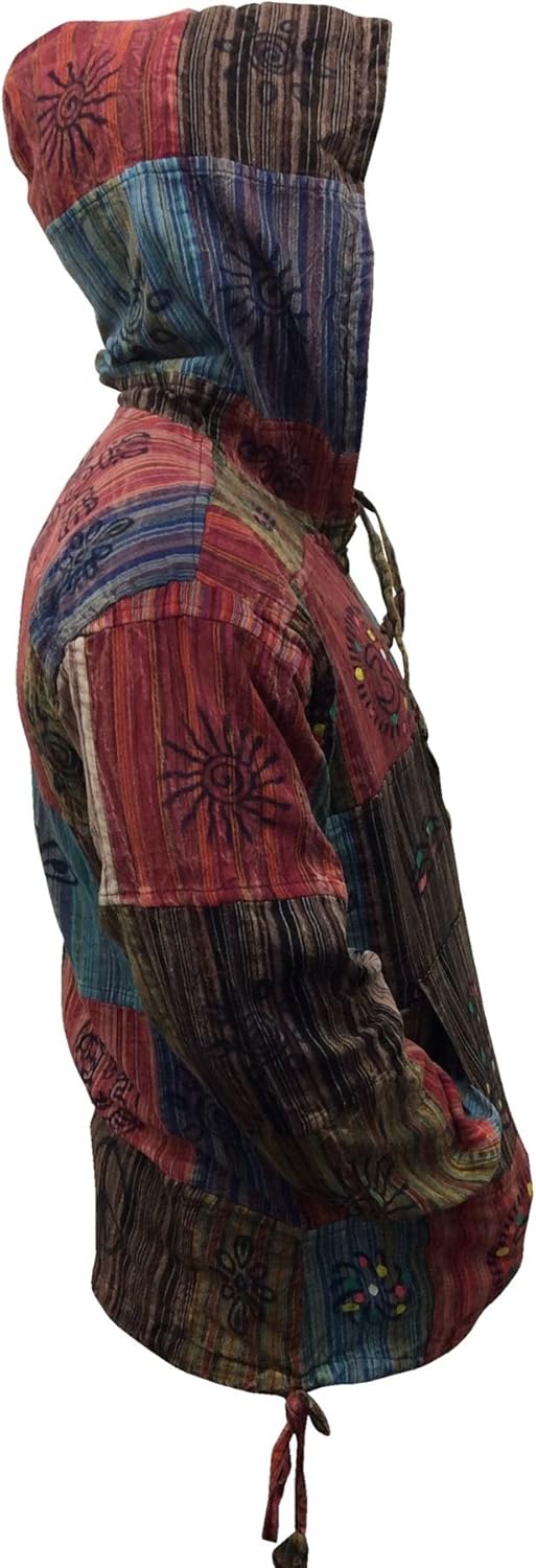 Shopoholic Fashion Mens Stripe Patchwork Grandad Hoodie Grandad Shirt - Image 4