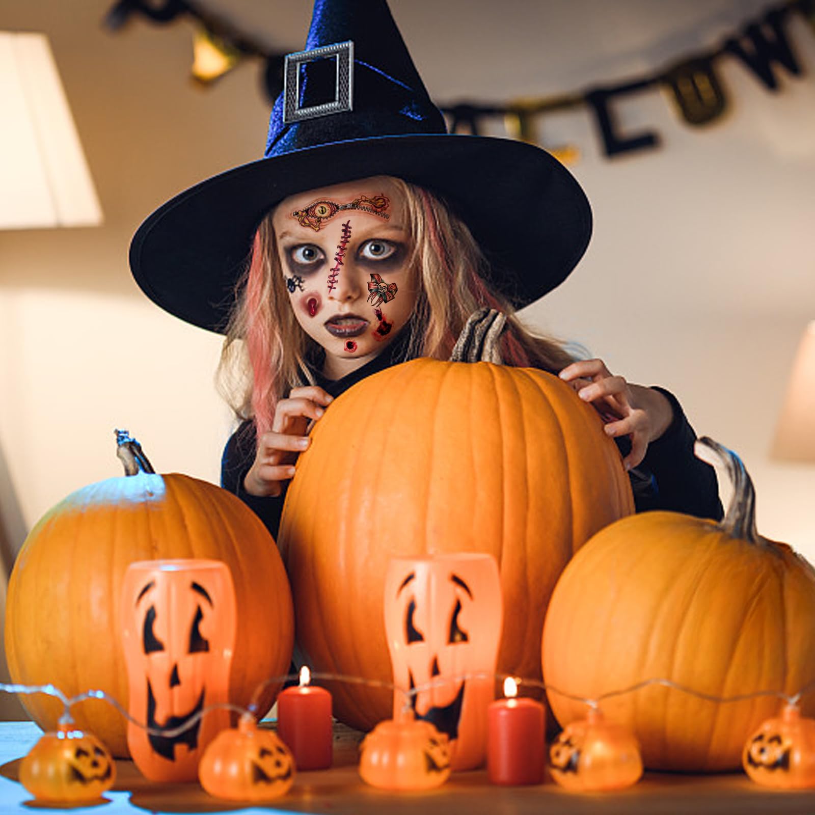 8 Fogli Di tatuaggi halloween bambini, halloween tatuaggi