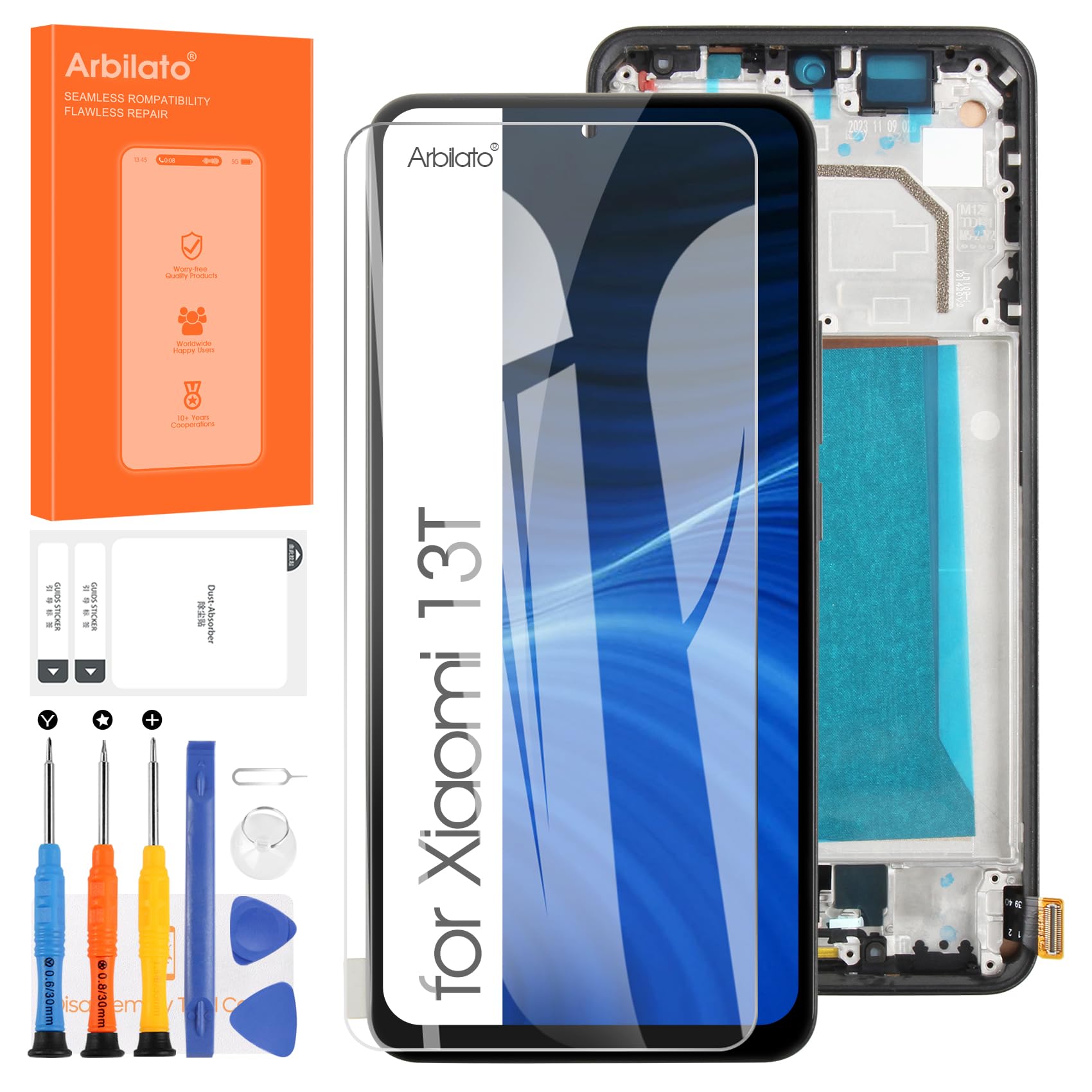 Schermo LCD per Xiaomi 13T/13T Pro 2306EPN60G 23078PND5G Touch Display di ricambio completo con telaio, strumenti + vetro temperato