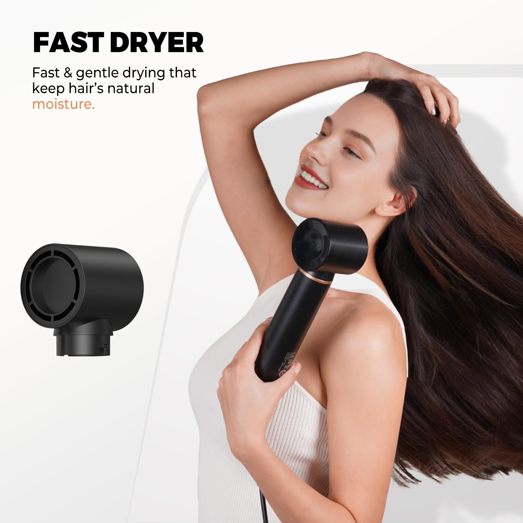 Airstyler 5 in 1 Hairstyler mit Air Lockenstab Föhn Heißluftbürste Haarstyling Geräte Föhnbürste Warmluftbürste Rundbürstenföhn Lockenföhn Stylingbürsten Multi Air Hair Dryer Styler Set, Schwarz/Gold