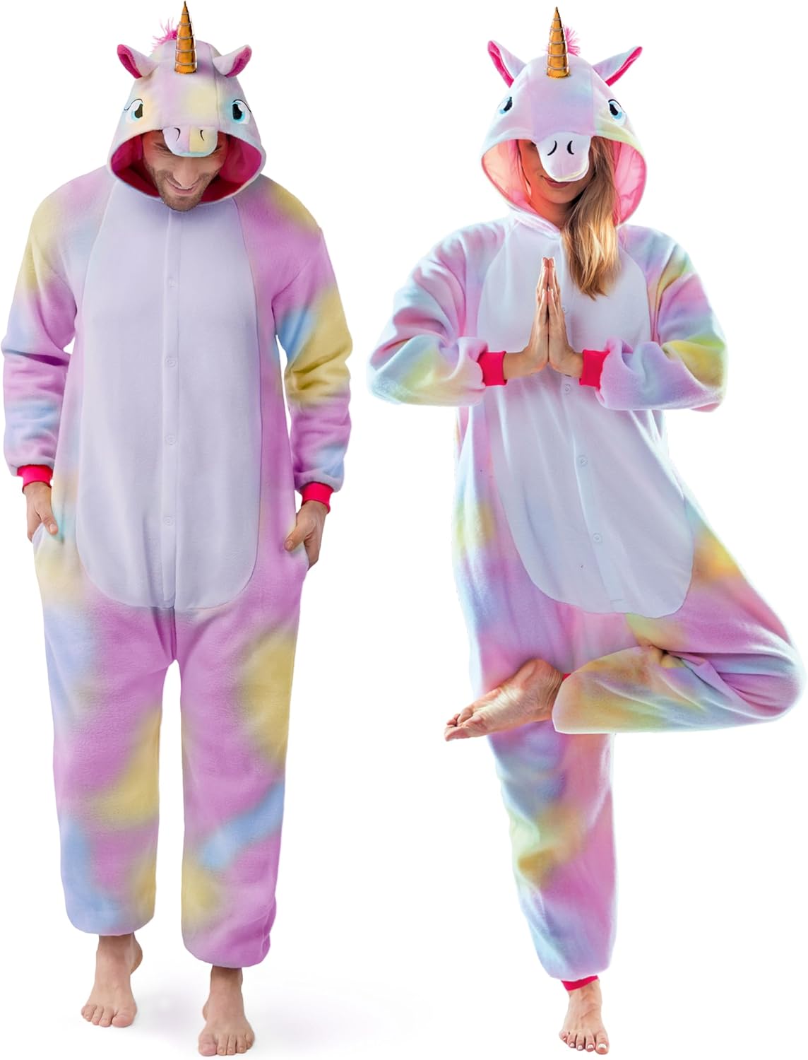 Spooktacular Creations Halloween Unicorn Costume, Unisex Adult Unicorn Jumpsuit for Halloween Cosplay Themed Parties Large Pink