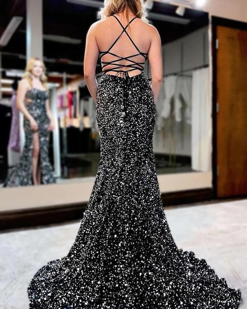 Amazon.com: SZJMS Black Spaghetti Straps Sequin Prom Dresses Glitter Backless Formal Dress Mermaid Evening Prom Gowns with Slit : Clothing, Shoes & Jewelry Amazon.com: SZJMS Black Spaghetti Straps Sequin Prom Dresses Glitter Backless Formal Dress Mermaid Evening Prom Gowns with Slit : Clothing, Shoes & Jewelry