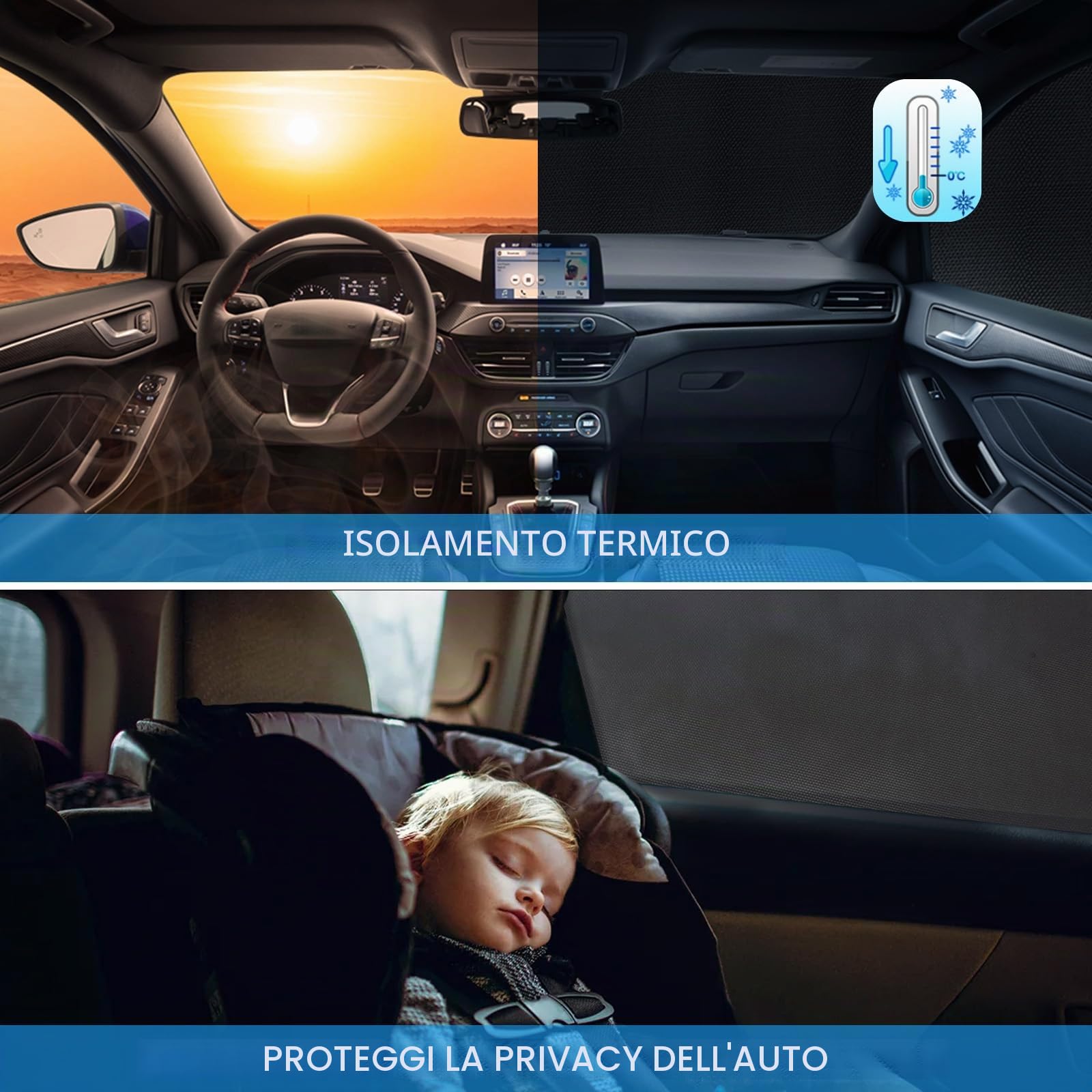 420D Telo Protettivo Antiprua Essential per FIAT Ducato/Peugeot Boxer/Citroen Relay X250/290 2006-2024, Impermeabile Copertura Parabrezza Camper con 10 Bande e Magneti