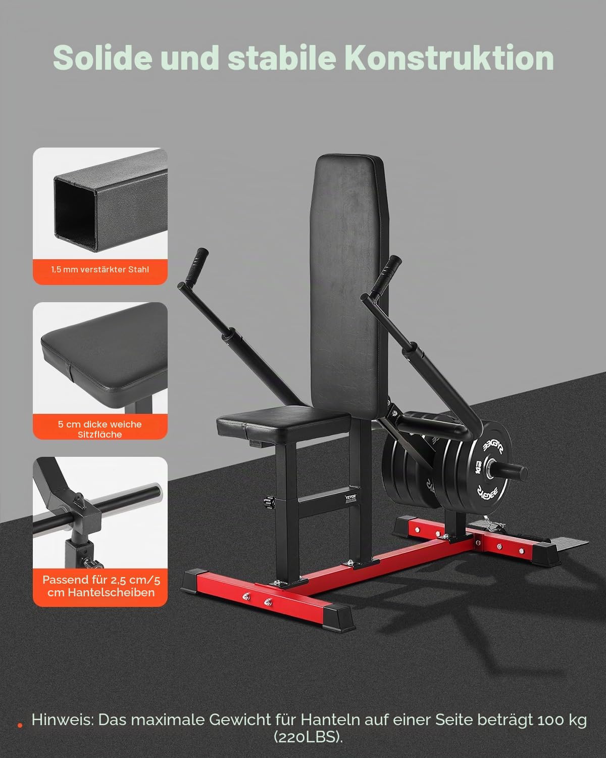 VEVOR Dip-Maschine im Sitzen Trizeps Bizeps Pressemaschine (204 kg belastbar) mit Kabelstange, verstellbarem Sitz & Rückenlehne, Trainingsgerät für Brusttraining Oberkörper-Push-Fitness-Workout