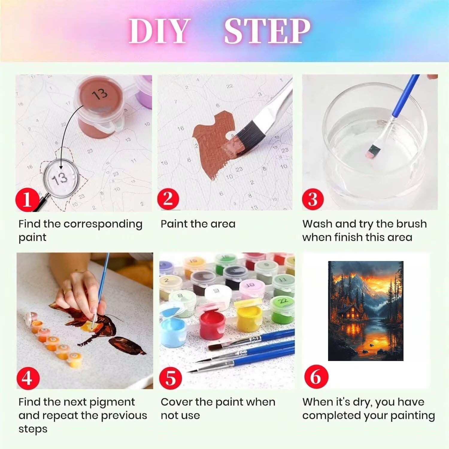 Paesaggio, Ruscello Kit per Dipingere con i Numeri,Fai da Te Quadri da Dipingere Numerati per Hobby Creativi Adulti,Kit di Pittura a Olio su Tela Principianti per Decora la Casa 80x107cm 54N-6417