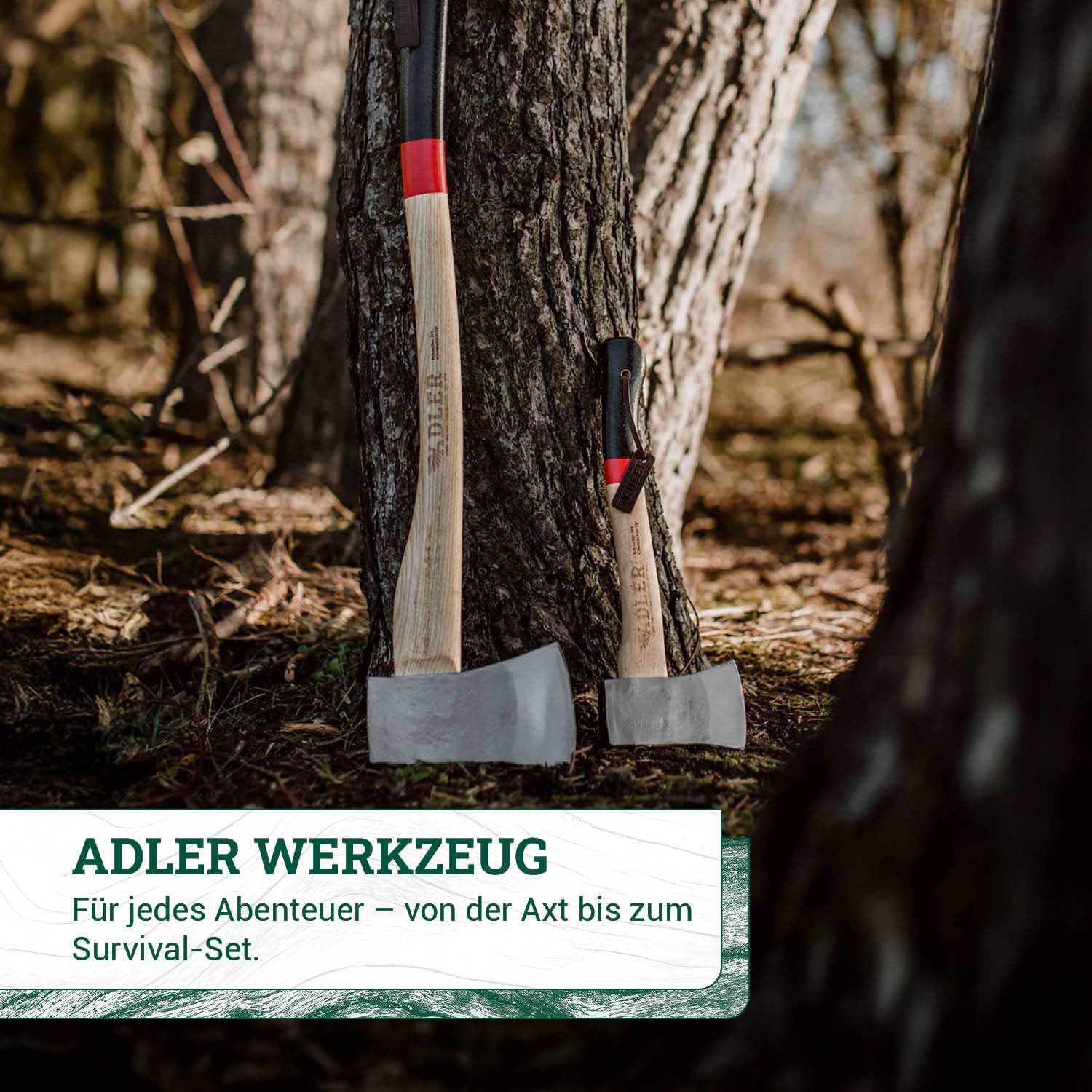ADLER Yankeeaxt Fällaxt 1600g 80 cm C60 Hickorystiel Spalten Grün