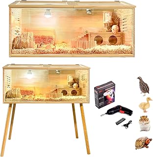 Brooder Box for Chicks,with Sliding Door,Table Legs,2 Types of Thermometer with Heat Lamp Set Suitable for Chicks/Duck/Parrot/Hamster (40"×15.7"×15.7")