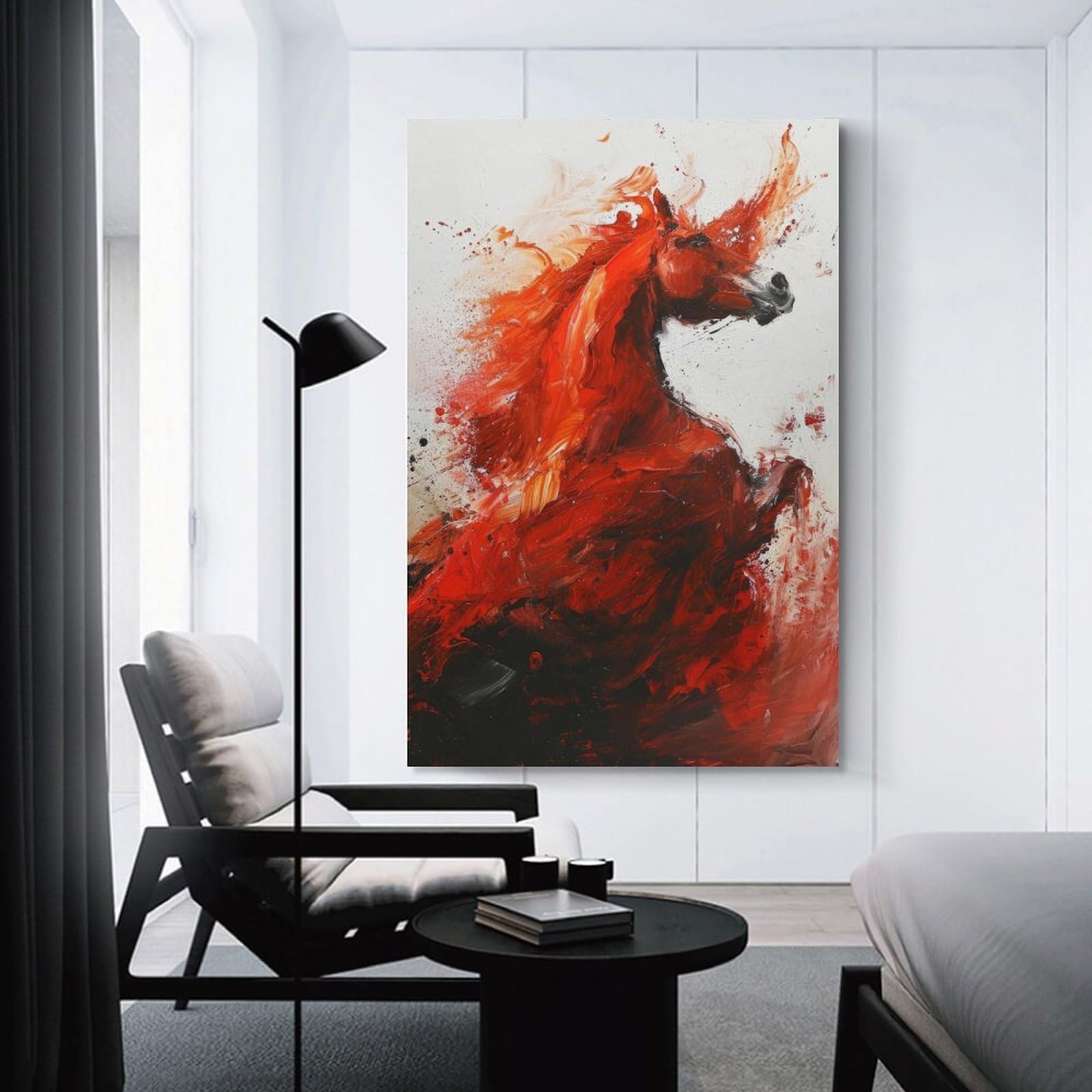 Junmoney Fiery Equine Art Home Decor Wall Art, 12x18inch(30x45cm), for Lounge, Bedroom Or Personal Spaces, Gift Idea for Housewarming And Birthdays