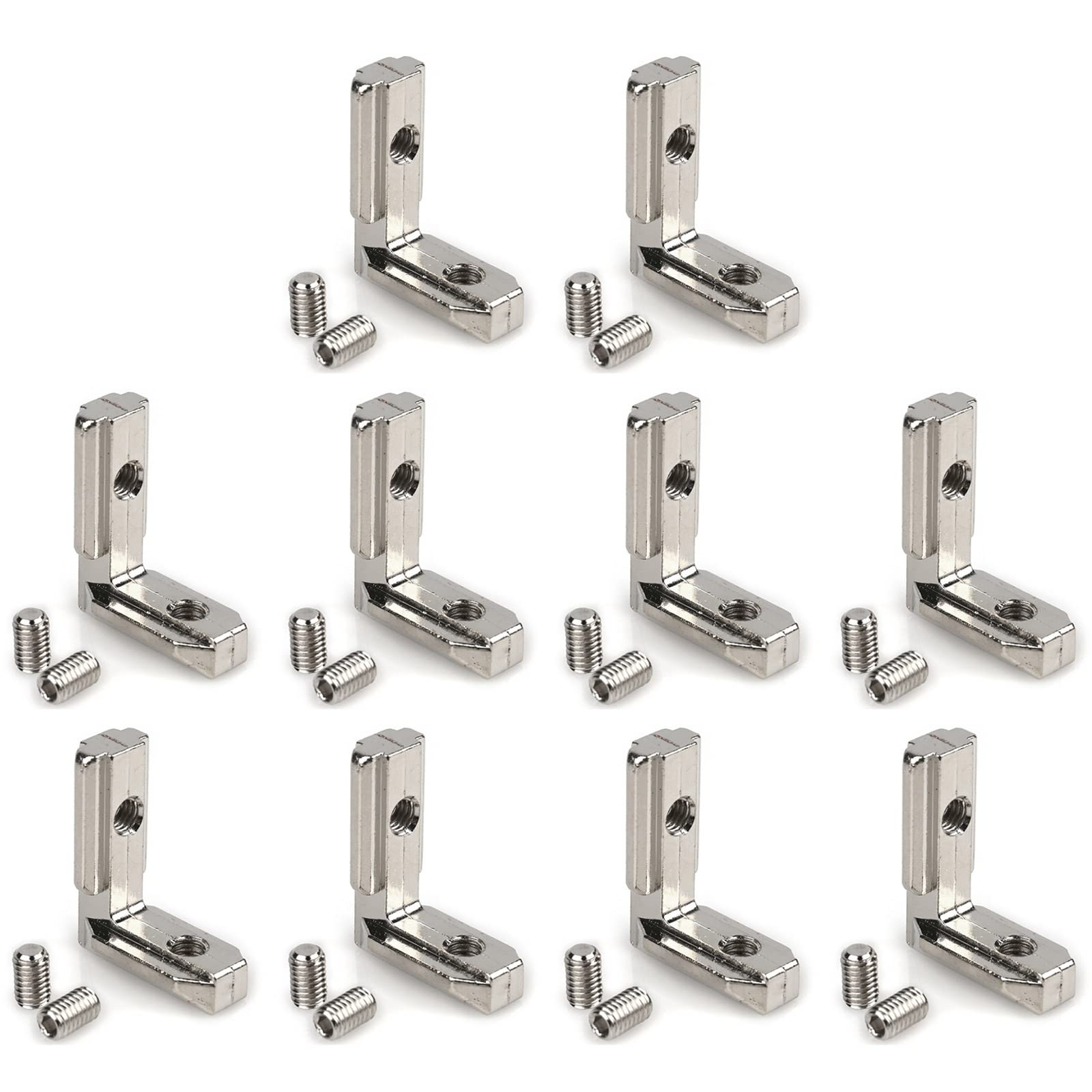Minglea A 10 X T-Slot L-Shape Corner Bracket 90 Degree Zinc Lloy Interior Joint Bracket Luminum Extrusion Profile With Screws Inside Corner Connectors