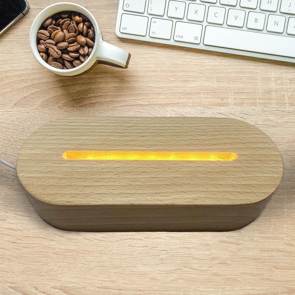 LED Night Light Wooden Base Holder Display Stand for Crystals Warm White-image-34