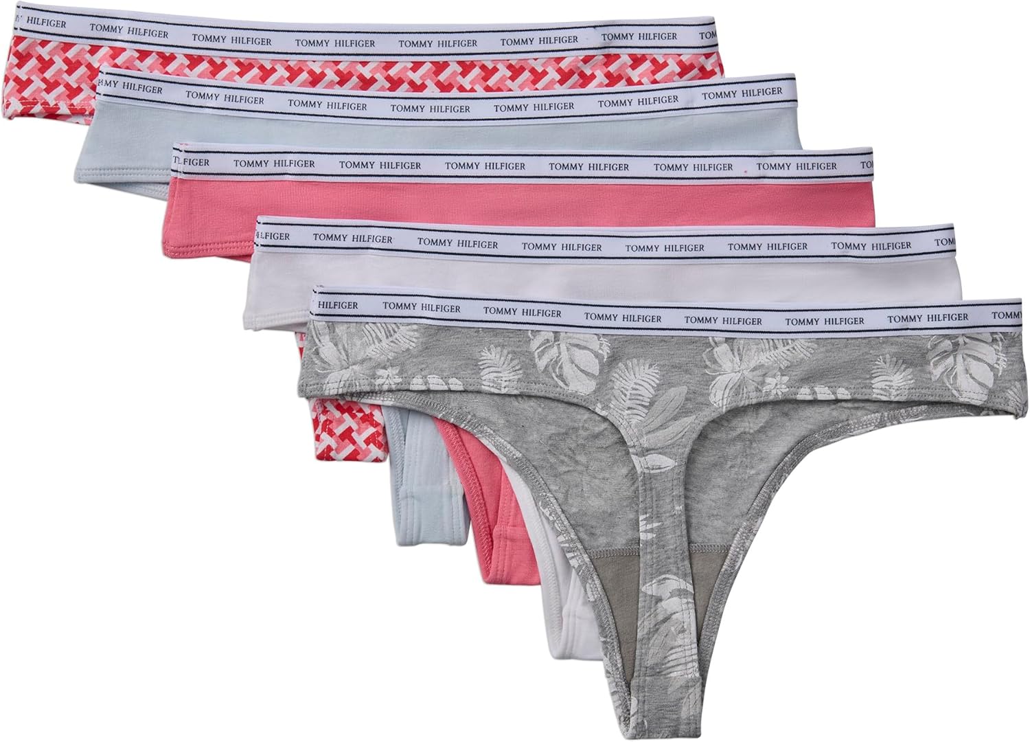 Tommy Hilfiger womens Classic Cotton Logoband Thong 5 Pack - Image 5