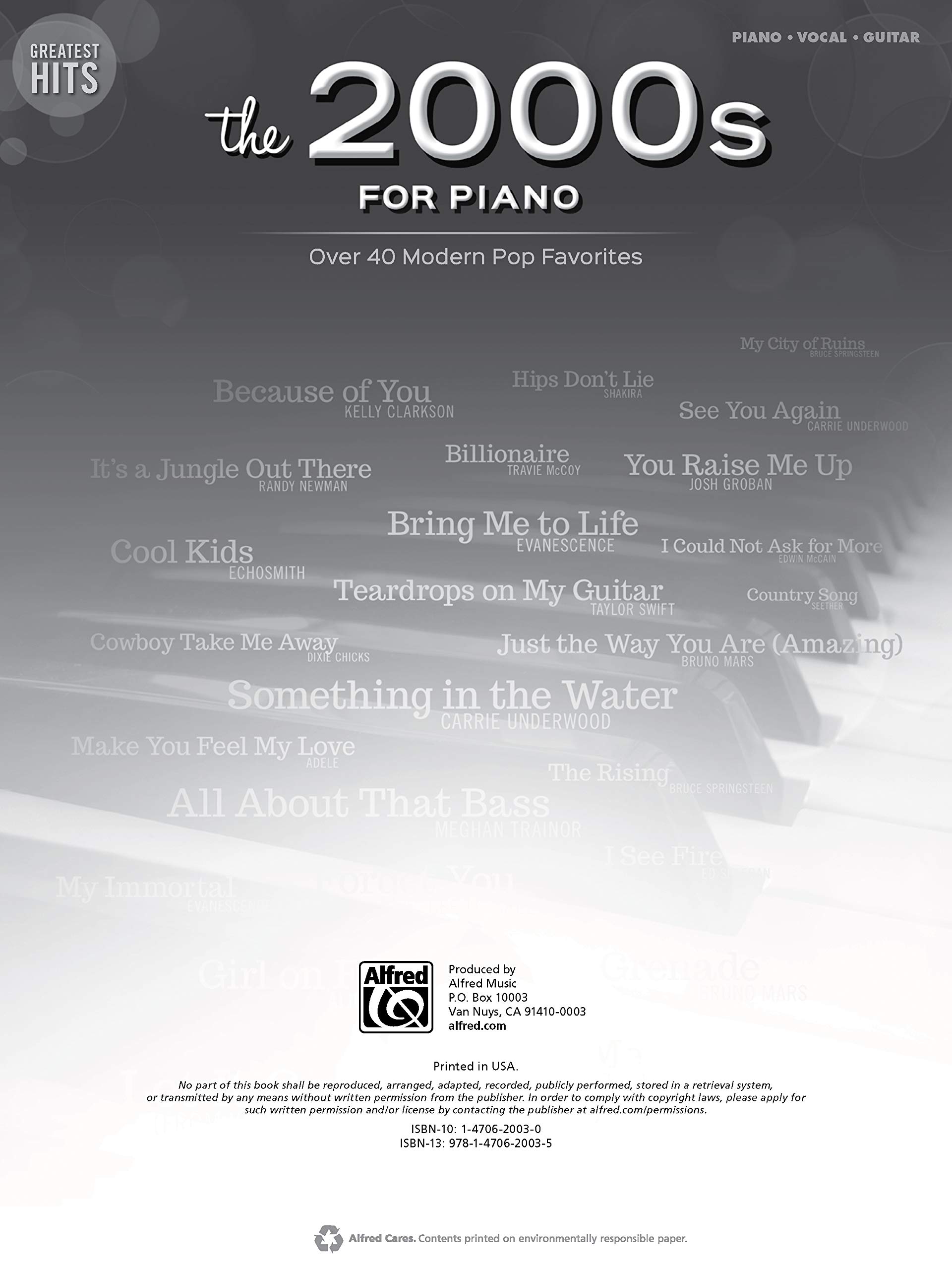 Greatest Hits -- The 2000s for Piano: Over 40 Modern Pop Favorites