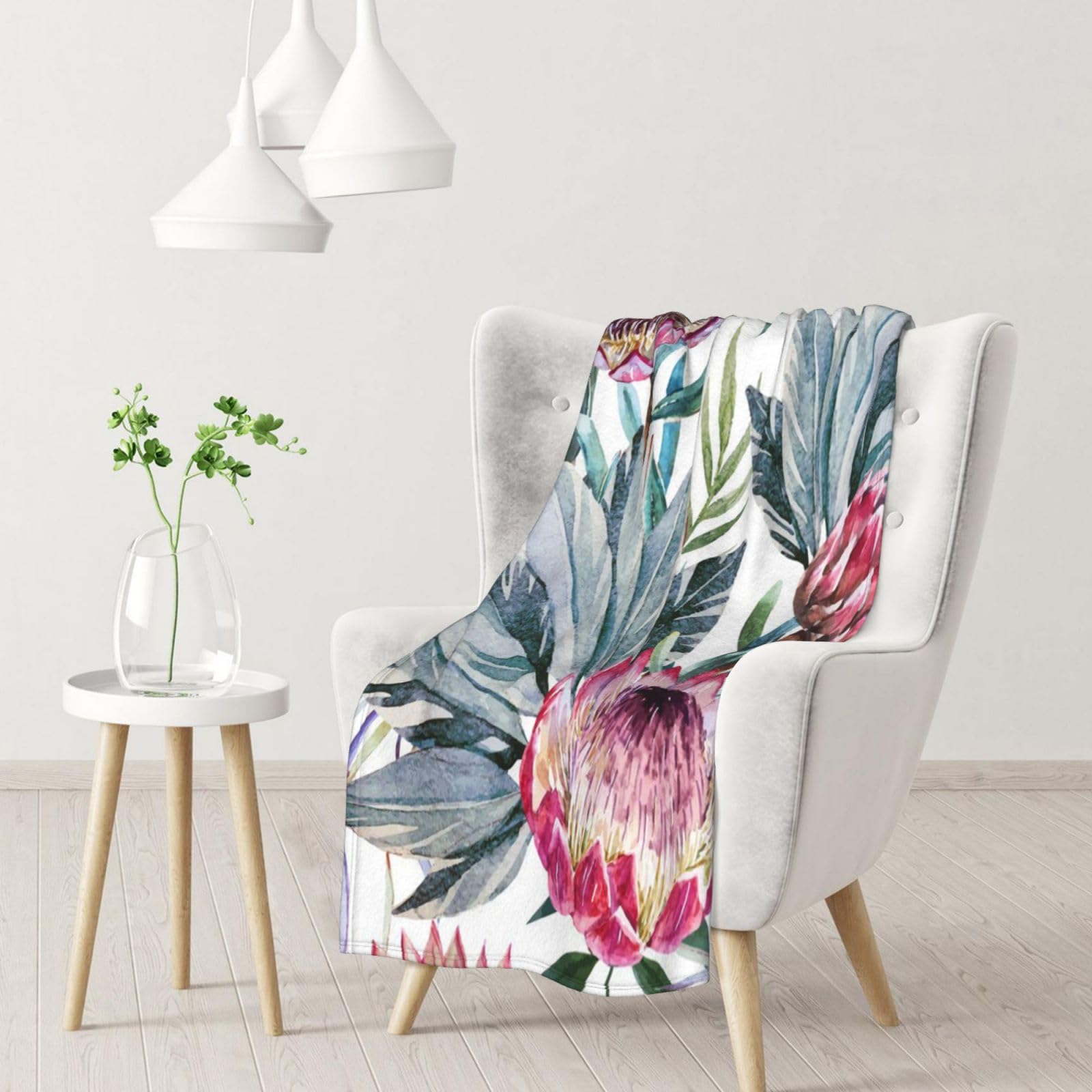 Yofien Black Protea Patternflannel Throw Fluffy Blanket For Couch, Soft Cozy Blankets