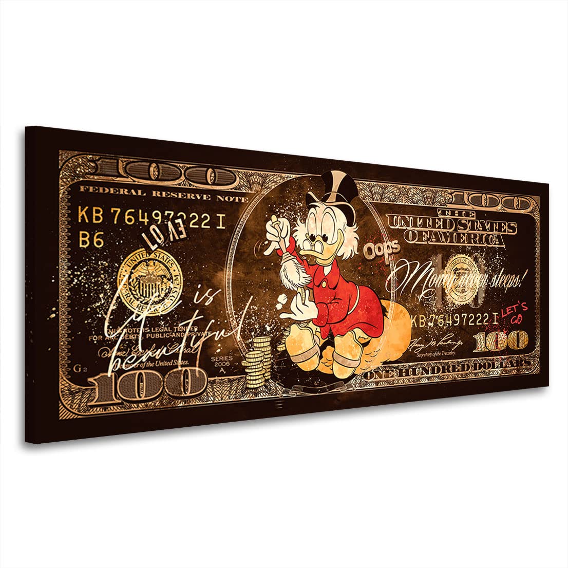 Kunstgestalten24 Leinwandbild Dagobert Life is beautiful Vintage Style Wandbild Kunstdruck Raumdekoration XXL