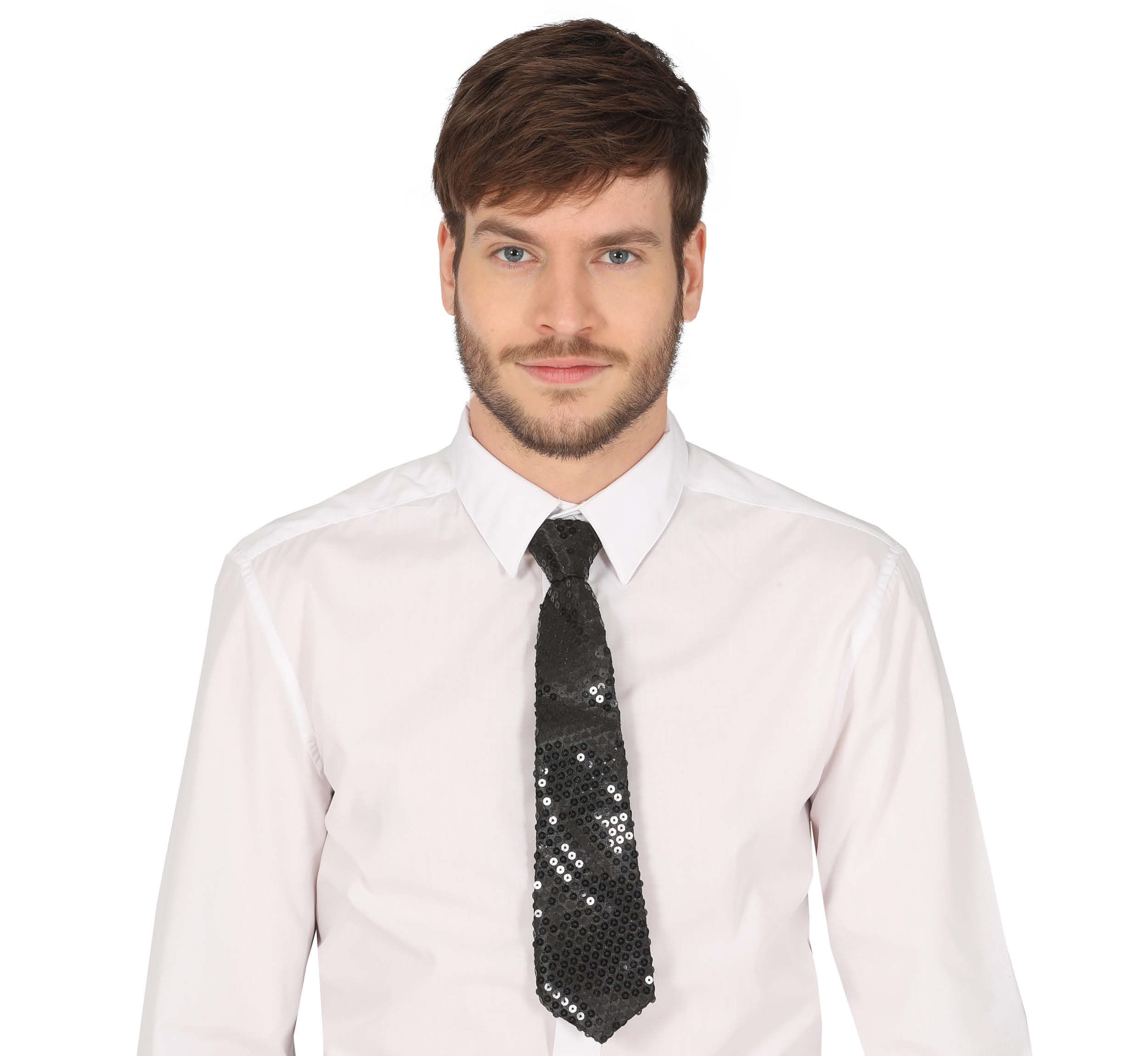 FIESTAS GUIRCA Black Sequin Tie, Black/White, Large