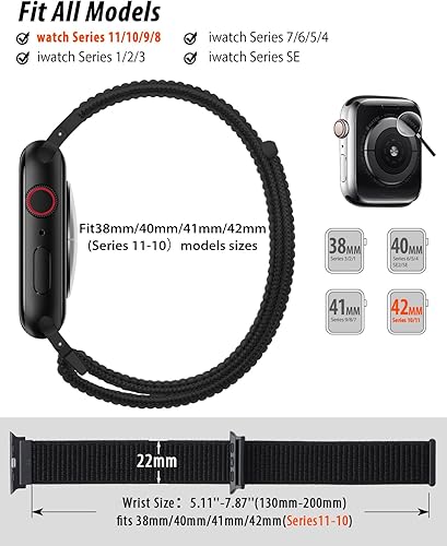 Miniatura 2 de Correa deportiva de nailon compatible con correas de Apple Watch de 1.496 pulgadas, 1.575 pulgadas, 1.614 pulgadas, 1.654 pulgadas, para mujeres y