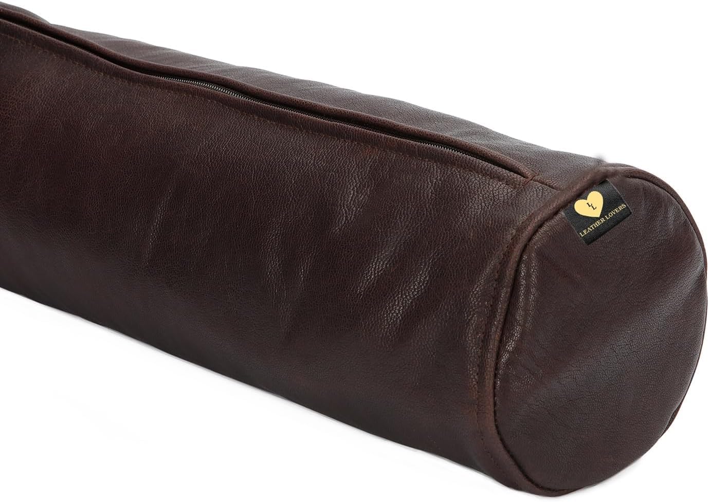 LL LEATHER LOVERS Goat Leather Cylindrical Cushion Covers - Round Cervical Roll Cylinder Bolster Pillow Cover | Ideal for Spine and Neck Support, 7" x 24" - Brown Pack of 2