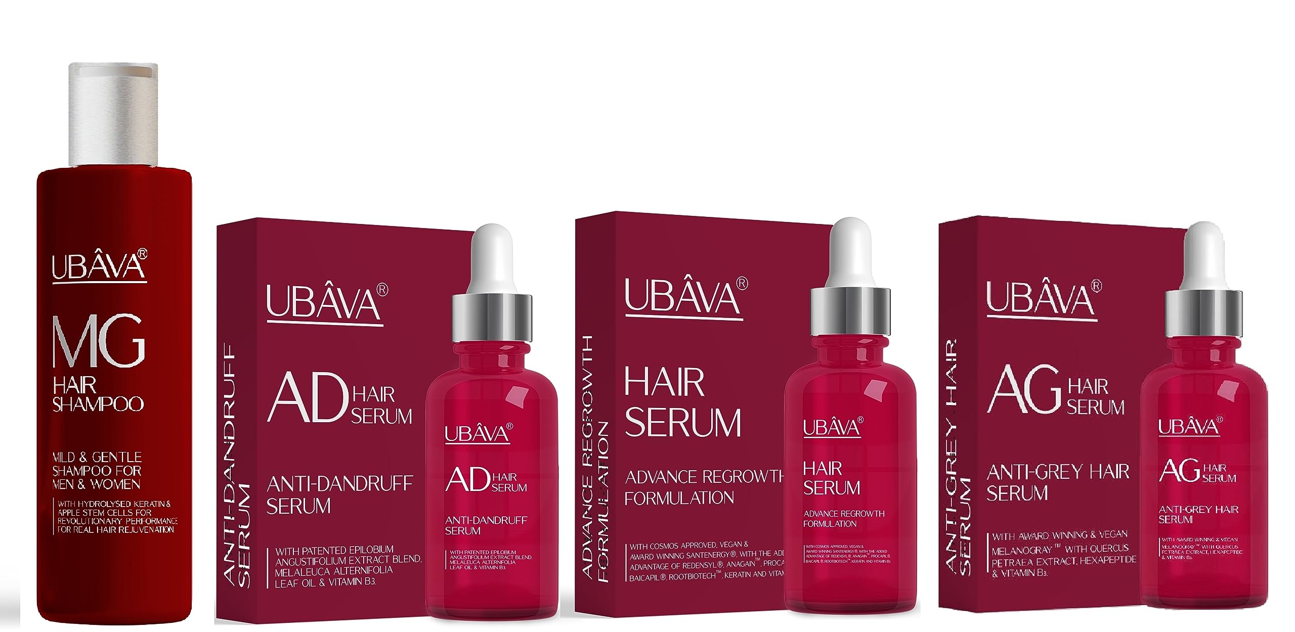 UBAVA Hair Serum + UBAVA AD Hair Serum + UBAVA AG Hair Serum + UBAVA MG Hair Shmpoo (4)