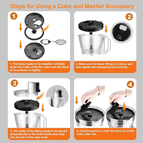 Miniatura 9 de Homtone Procesador de alimentos de 16 tazas, procesadores de alimentos fundidos a presión de aluminio, 5 modos preestablecidos para picador de