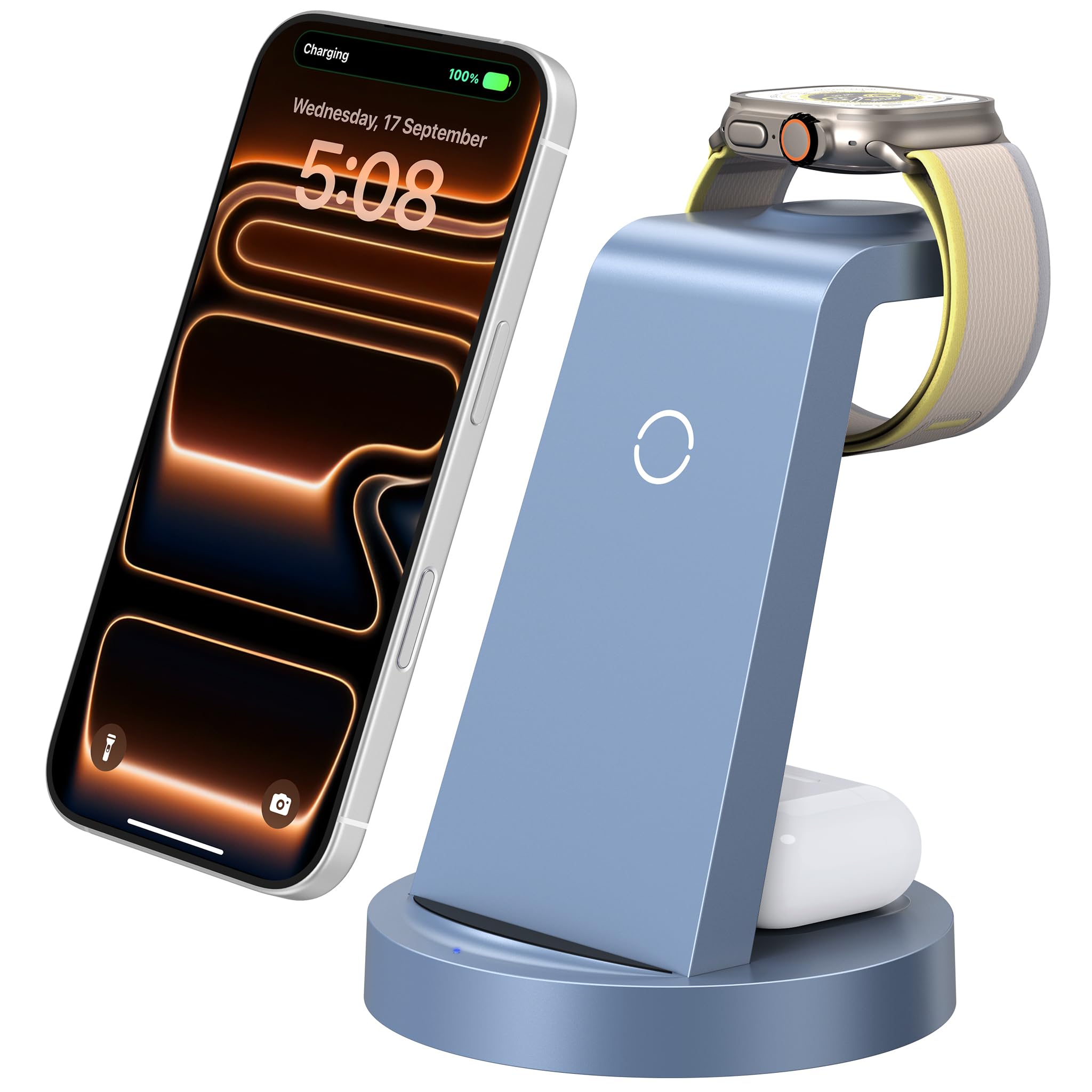 Anlzm 3 in 1 Charging Station for iPhone, Wireless Charger for