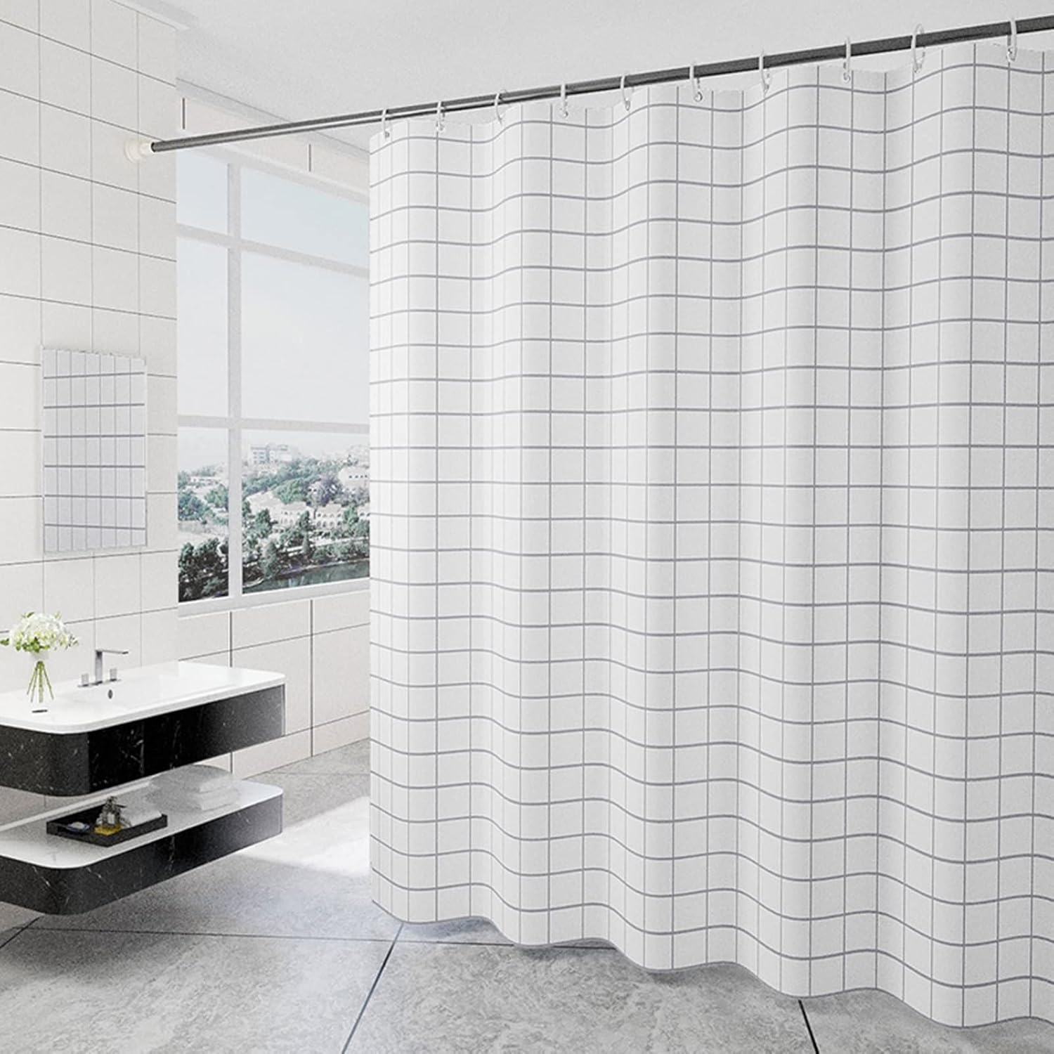 Beydodo Long Shower Curtains 220cm Drop, Bath Shower Curtain Polyester