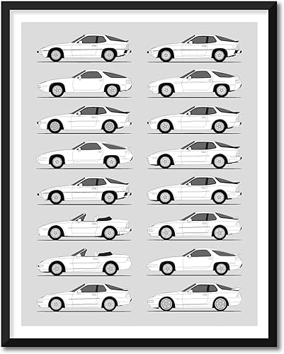 Miniatura 32 de Handmade Poster compatible with Porsche Print Wall Art Handmade Decor of the Best of Porsche Generations History Evolution (8x10" (Unframed) Satin