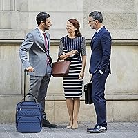 Vista 6 de KROSER - Equipaje de mano multifuncional para mujer, ligera, maleta para colocar debajo del asiento, 16 pulgadas, Azul