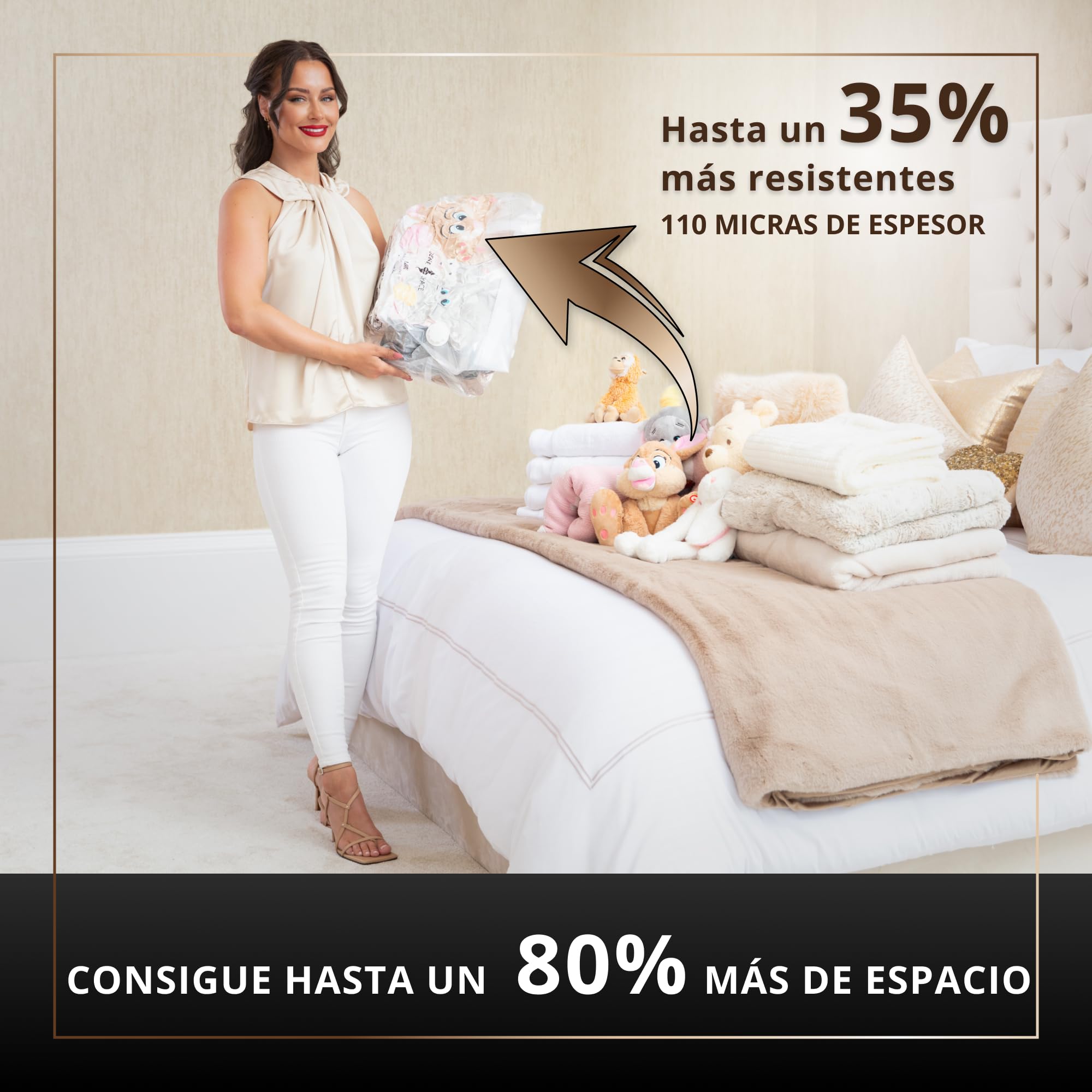 GENIE SPACE Bolsas de Vacío Tipo Cubo para Ropa, Ropa de Cama y Altillo – Herméticas, Reutilizables y Sin Olor – Cierre Doble – Tamaño Grande 80×60×32 cm – Paquete de 6 con Bomba de Viaje