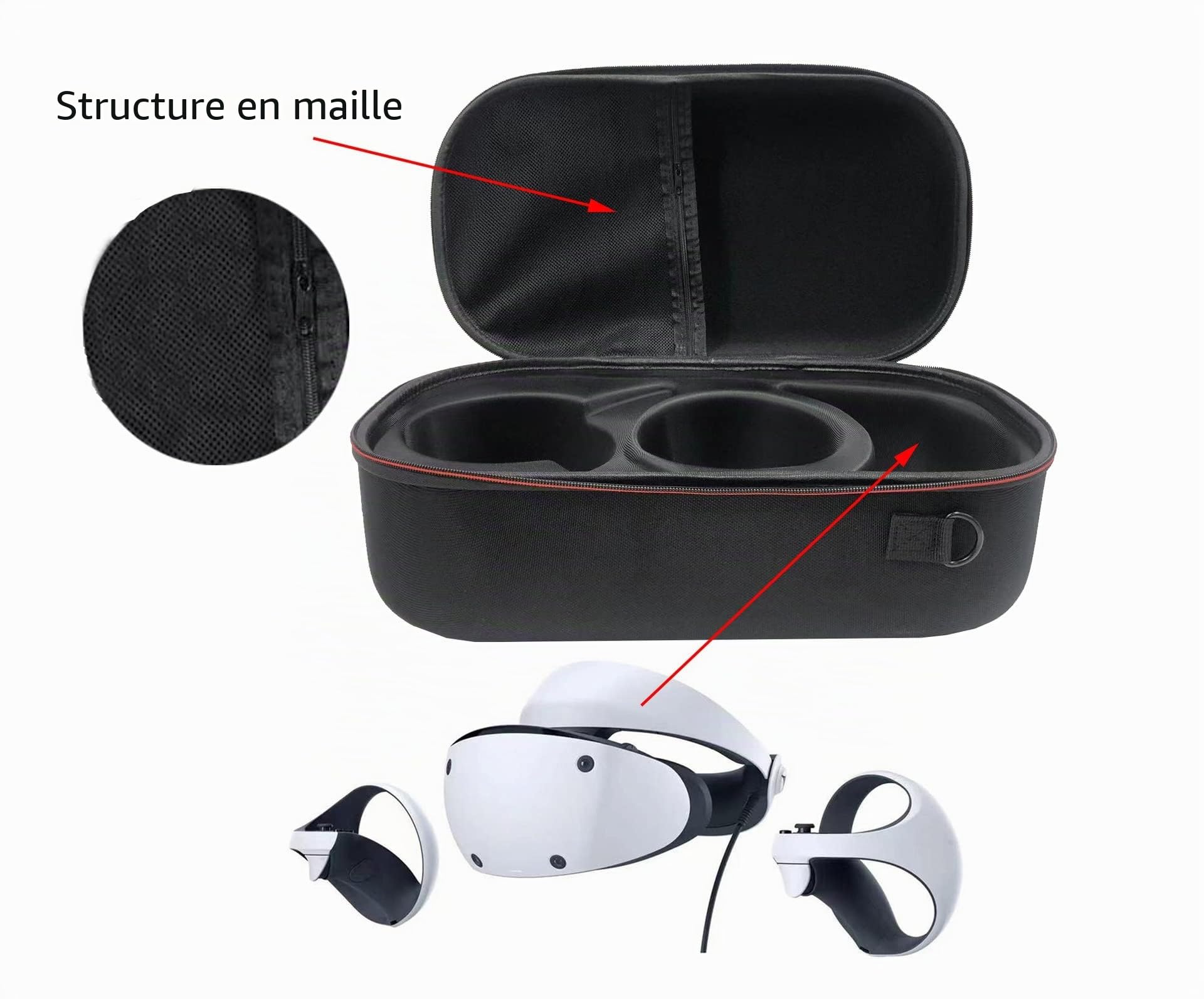 Sac de rangement VR compatible pour PS5 VR2/PSVR2, étui de transport pour lunettes de jeu VR boîte de protection de voyage rigide casques de réalité virtuelle pochette de valise multifonctionnelle