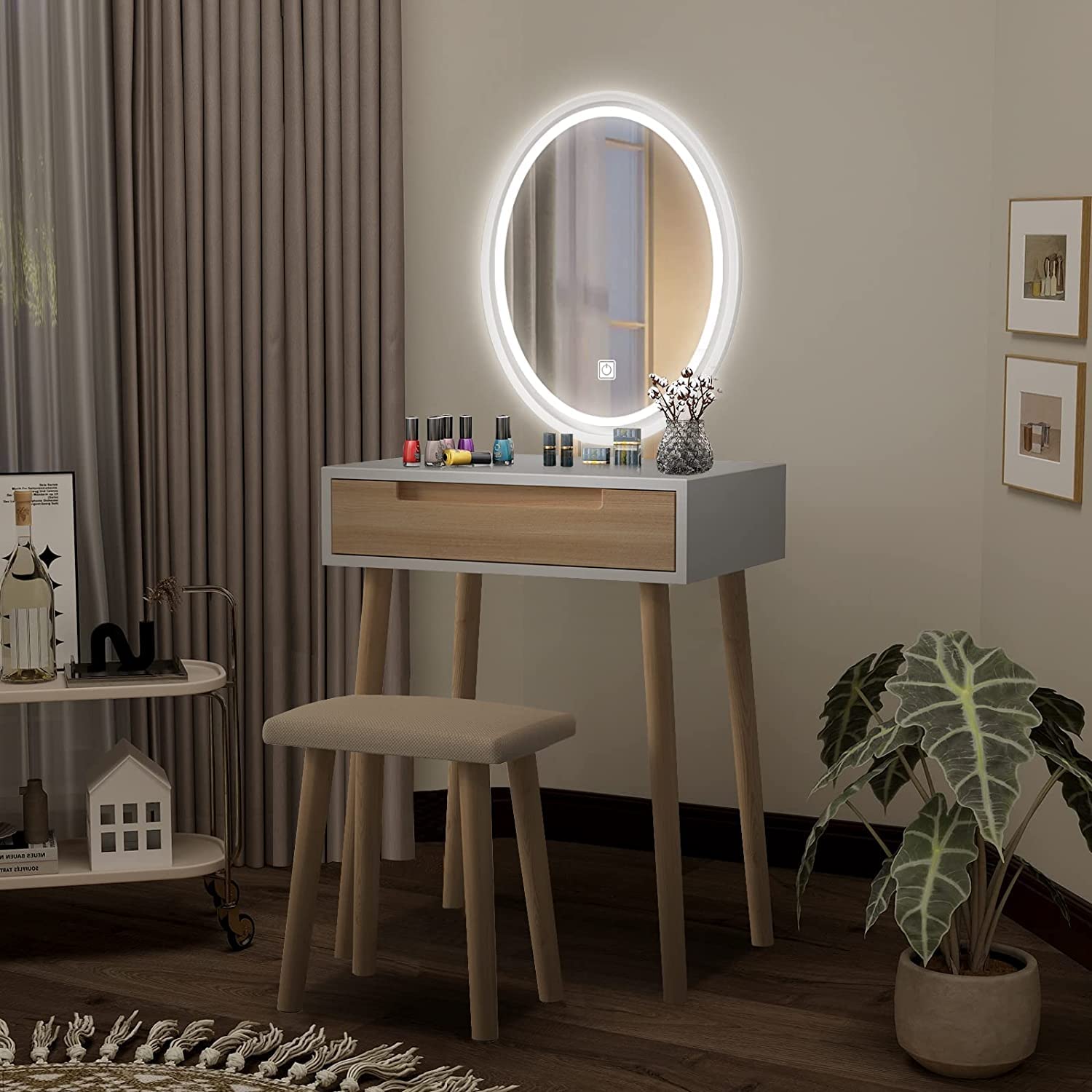 YU YUSING Schminktisch mit Beleuchtung,Frisiertisch mit LED Spiege