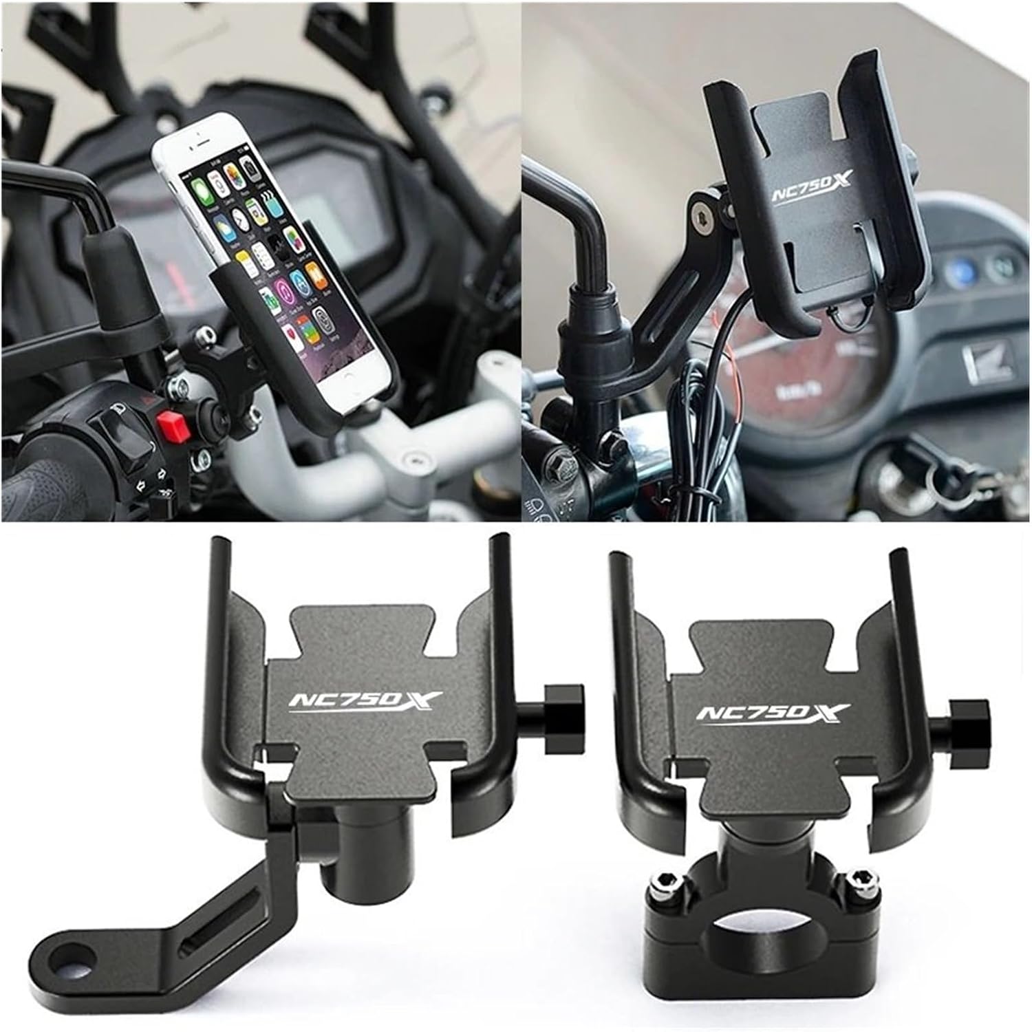 Motorcycle Phone Mount，Motorcycle Accessories Handlebar Phone Mount for NC750X All Year(Black)