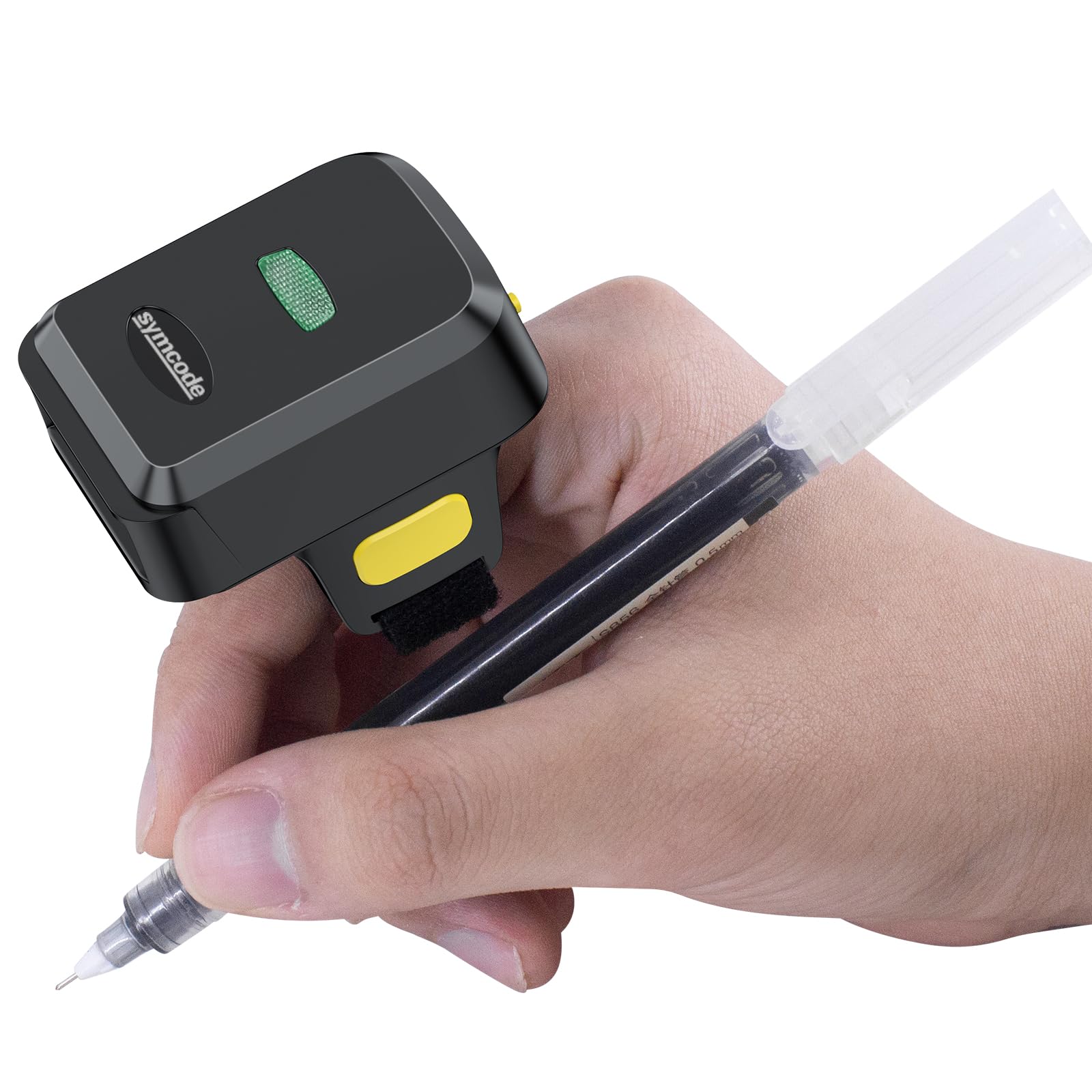 2D Bluetooth Barcode Scanner, Mini Wireless Wearable Finger Barcode Scanner 3-in-1 Bluetooth & USB Wired and 2.4G Wireless for Book, Warehouse Inventory, Express stocktaking