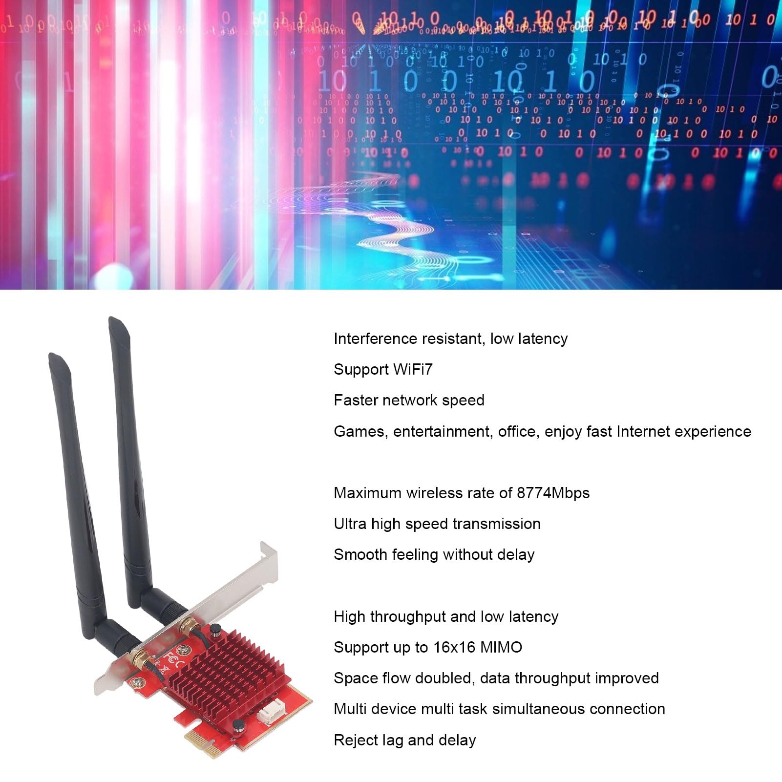 Adattatore di schede di rete wireless nutriess PCIE WiFi 8774MBPS TRI BAND GIGABIT per PC desktop