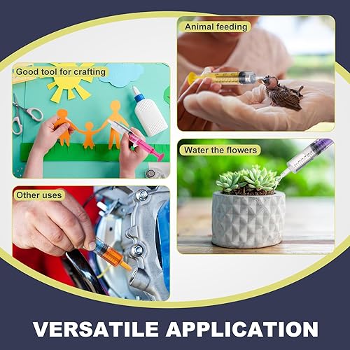 Vista 4 de TrelaCo 100 jeringas de plástico para líquido con tapas, jeringa oral sin aguja, herramientas de medición coloridas selladas individualmente