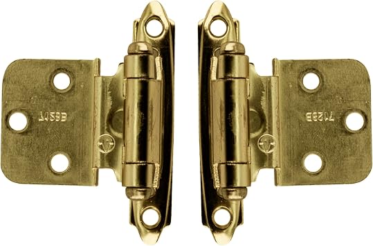 Brixwell BX69196 Inset Face Mount Self Closing Cabinet Hinges for Kitchen and Home Hardware 3/8" Polished Brass Pair