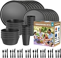 ZIVONA 40-Piece Unbreakable Kids Dinnerware Set - BPA-Free PP Plates, Bowls, Cups & Cutlery for Toddlers, Microwave & Dishwasher Safe (Service for 8)