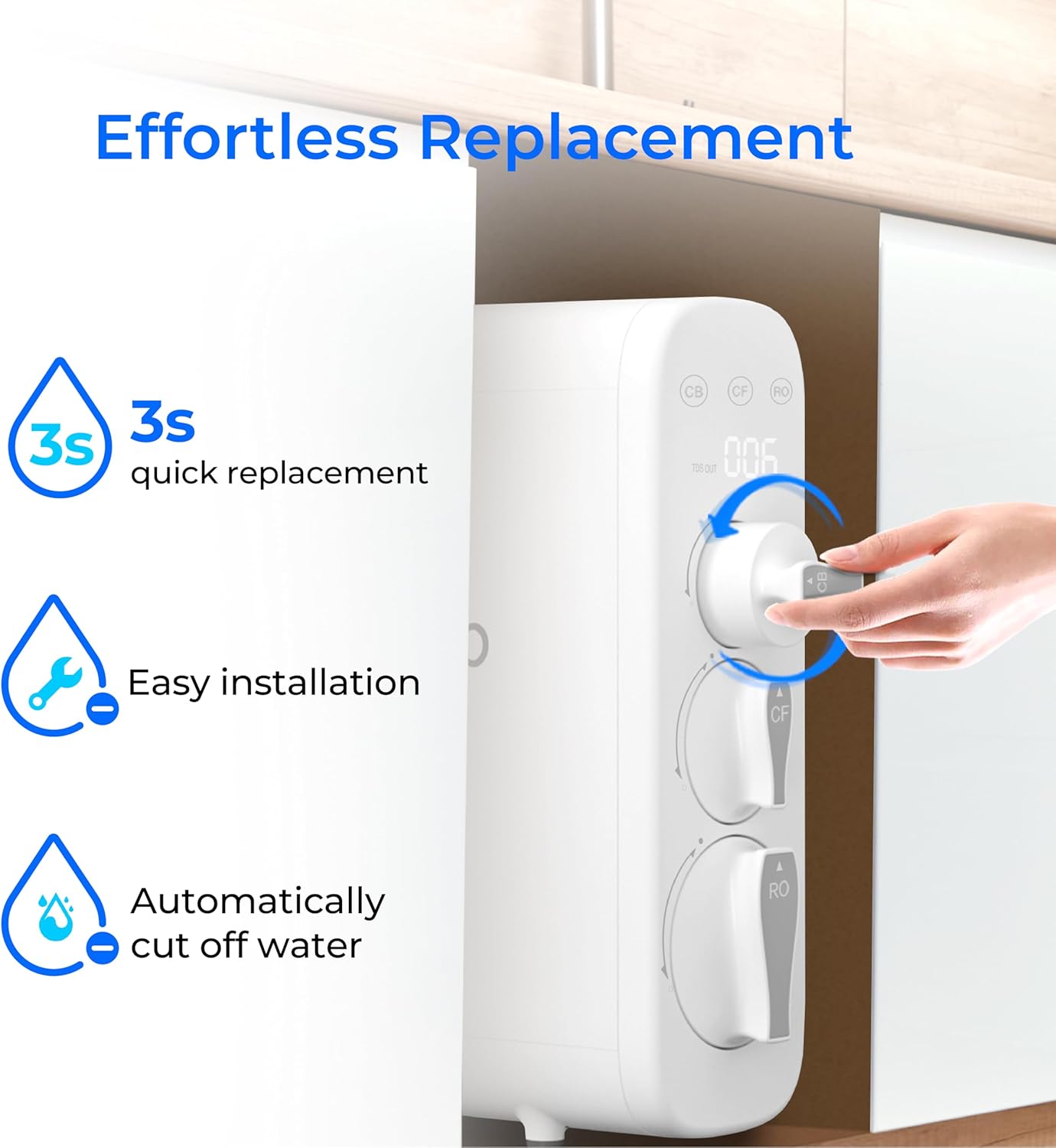 Waterdrop G3-CFCBRO Filter, Replacement for Waterdrop G3-W 400 GPD Reverse Osmosis System, Pack of 1 G3-N1CF, 1 G3-N3CB, and 1 G3-N2RO Set Filter