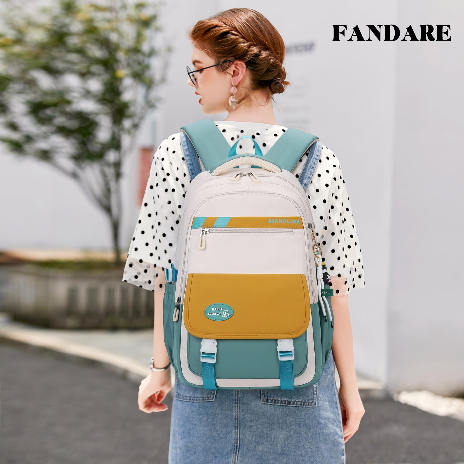 FANDARE Bolsas escolares Mochilas Tipo Casual Mochilas infantiles estudiantes de primaria de secundaria y preparatoria Universidad Bolsos mochila Bandolera Viaje Bolsa de hombro Mochila Amarillo verde