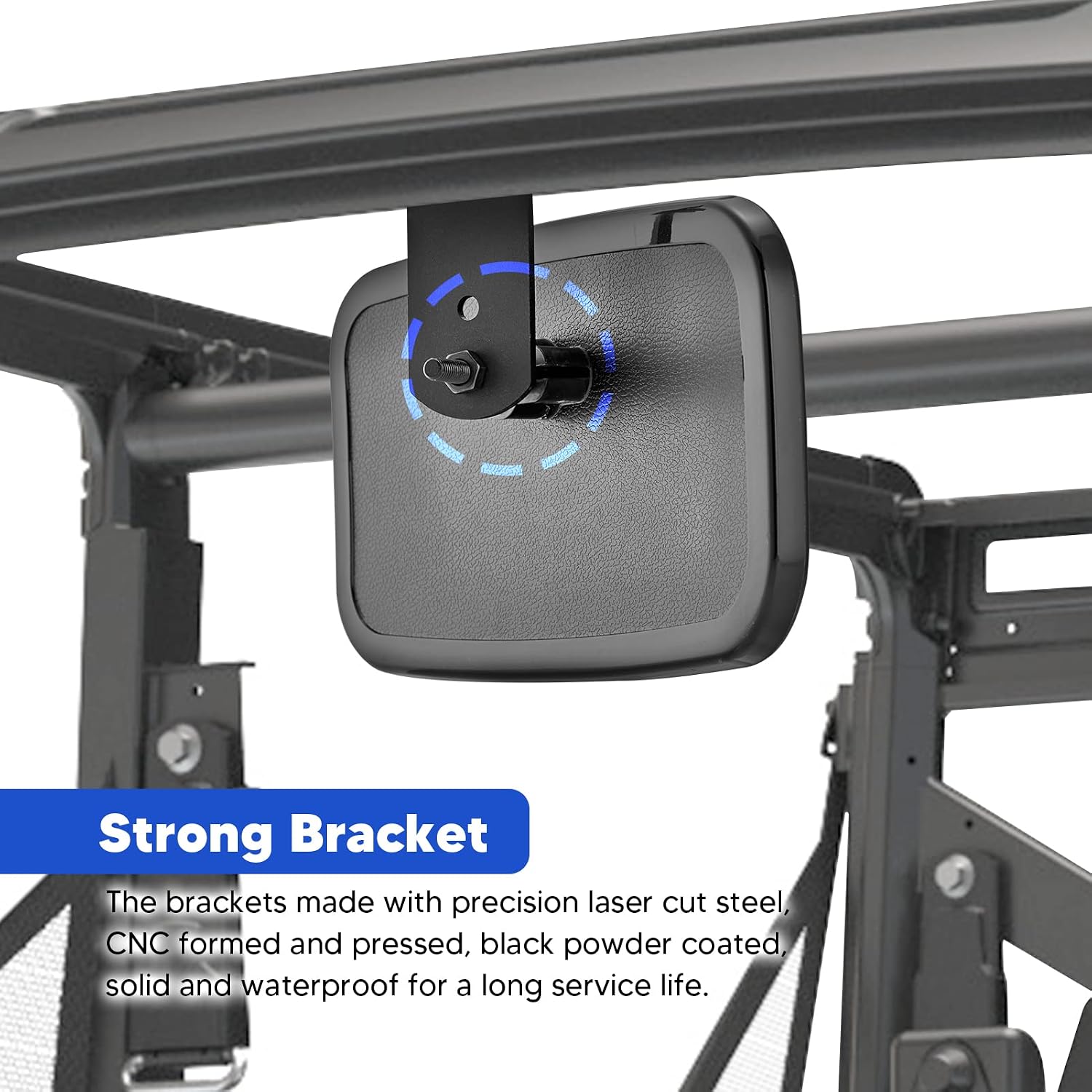 WeiSen Center Rear View Mirror Clamp Kit Break Away Mirror Compatible with 2017-2024 Polaris Ranger 500 570 900 1000 XP with Factory Present Drop Down Mounting Tab