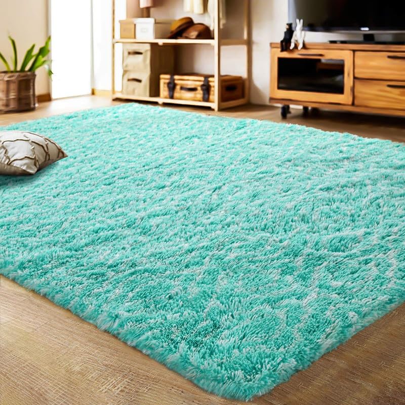 Image of zia carpets Cozy Soft Shaggy Non Slip Carpet for Home Decor Aesthetic Rugs with 2.5 inch Thikness Size 6x6 feet